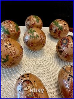 RARE (set of 8) Native American Navajo Irene/Ken White Pottery Ornaments -Signed