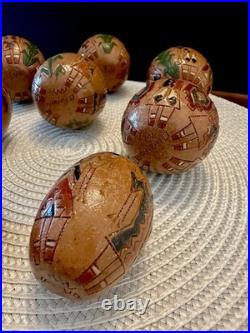 RARE (set of 8) Native American Navajo Irene/Ken White Pottery Ornaments -Signed