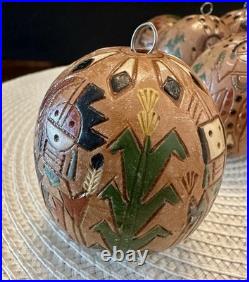 RARE (set of 8) Native American Navajo Irene/Ken White Pottery Ornaments -Signed