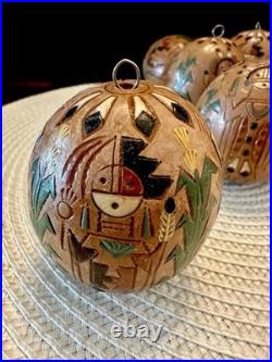 RARE (set of 8) Native American Navajo Irene/Ken White Pottery Ornaments -Signed