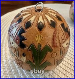 RARE (set of 8) Native American Navajo Irene/Ken White Pottery Ornaments -Signed