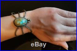 RARE vintage Native American SPIDER cuff bracelet STERLING TURQUOISE