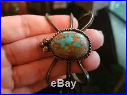 RARE vintage Native American SPIDER cuff bracelet STERLING TURQUOISE
