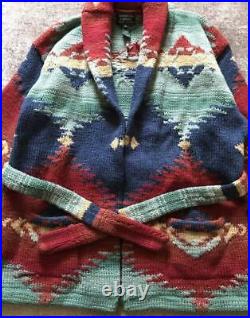 Ralph Lauren Native Line 100% Wool Cardigan S Size Hand Knit 90's Vintage Rare