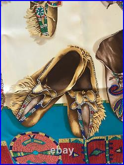 Ralph Lauren Southwest Navajo Moccasin Silk Scarf RARE 33X34
