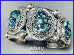 Rare 100 Gram Matrix Vintage Navajo Turquoise Mine Sterling Silver Bracelet