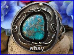 Rare 159 Gram Native American Navajo Morenci Turquoise Sterling Cuff Bracelet