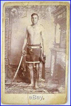 Rare 1875 Native American Indian Crow Scout Custer Goff Cabinet Card Photo Chief