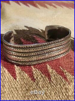Rare 1920 Old Pawn Ingot Hammered Coin Silver Navajo Indian 5 Row Bracelet Cuff
