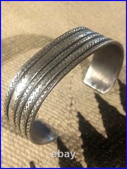 Rare 1920 Old Pawn Ingot Hammered Coin Silver Navajo Indian 5 Row Bracelet Cuff
