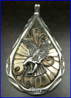 Rare 1940s Native American HERBERT TSOSIE Navajo Sterling Silver Eagle Pendant