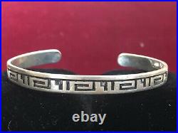 Rare 1980s Hopi Sterling Silver Cuff Bracelet Signed Kuwanhongva Native American