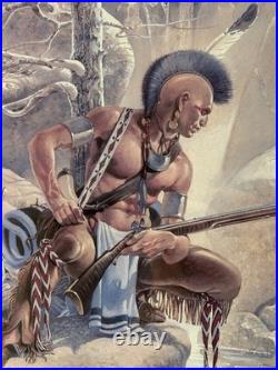 Rare 1987 Glen Barnes Signed Native American Art Print Triple Matted Framed