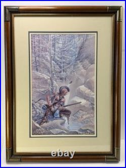 Rare 1987 Glen Barnes Signed Native American Art Print Triple Matted Framed