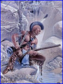 Rare 1987 Glen Barnes Signed Native American Art Print Triple Matted Framed