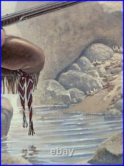 Rare 1987 Glen Barnes Signed Native American Art Print Triple Matted Framed