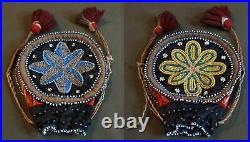 Rare 19th Century Native American Wabanaki Maliseet 2 Sided Circular Bag Pouch
