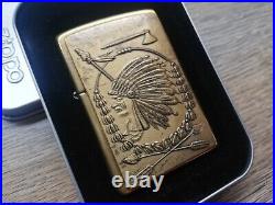 Rare 2002 Zippo Barrett Smythe Native American Indian Chief Head Warrior Arrow