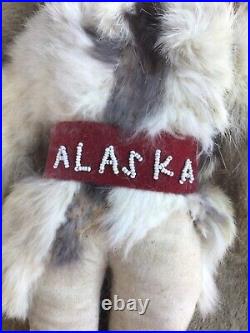 Rare 20th C Native American Alaska Souvenir Cloth Leather Beaded Face Doll 17