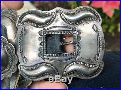 Rare 2nd Phase Style Navajo Southwest Coin Silver Concho Belt & Buckle