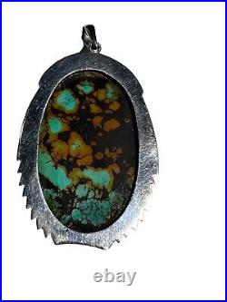 Rare 3 HUGE Sterling Silver Vintage Turquoise Native American Pendant