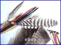 Rare 6-Foot-Tall Native American Beaded and Feathered Ceremonial Coup Stick