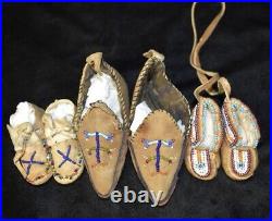 Rare 6 Pair of Native American Beadwork Doll Moccasins 1920's-1930's California