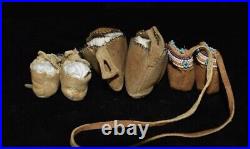 Rare 6 Pair of Native American Beadwork Doll Moccasins 1920's-1930's California