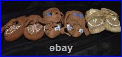 Rare 6 Pair of Native American Beadwork Doll Moccasins 1920's-1930's California