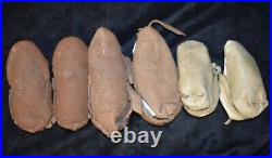 Rare 6 Pair of Native American Beadwork Doll Moccasins 1920's-1930's California