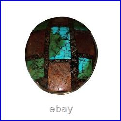 Rare ARIZONA BADGER Belt Buckle SIGNED Turquoise & Silver Native American
