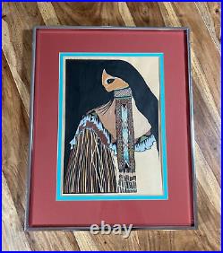 Rare Amado Pena Native American Art Print 1977 Framed 20 x 16