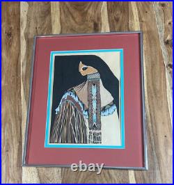 Rare Amado Pena Native American Art Print 1977 Framed 20 x 16