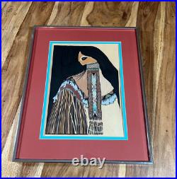 Rare Amado Pena Native American Art Print 1977 Framed 20 x 16