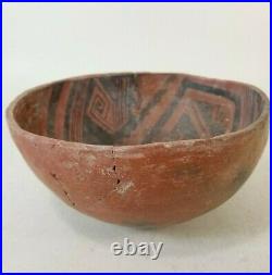 Rare Ancient Anasazi Native American Indian Bowl Black on Red Intact 7 1150 AD
