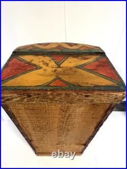 Rare Antique 1800s CROW NATIVE AMERICAN Trunk With Ledger Type Drawings