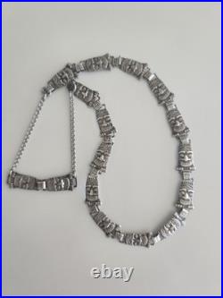 Rare Antique 1930s Native American Sterling Totem Pole Whirling Log Necklace