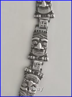 Rare Antique 1930s Native American Sterling Totem Pole Whirling Log Necklace
