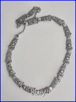 Rare Antique 1930s Native American Sterling Totem Pole Whirling Log Necklace