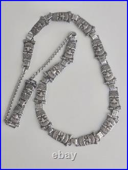 Rare Antique 1930s Native American Sterling Totem Pole Whirling Log Necklace