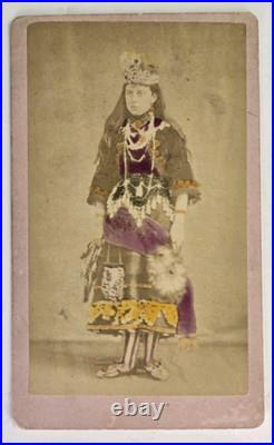 Rare Antique CDV Photo Stunning Tinted Pretty Native American Woman Long Hair Rare Antique CDV Photo Stunning Tinted Pretty Native American Woman Long Hair