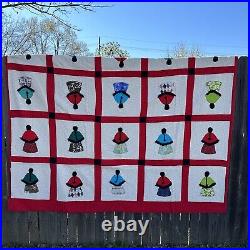 Rare Antique Native American Indiana Girl Maiden Hand Stitched Quilt 82 x 71