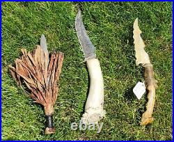 Rare Antique Native American Knife Collection Stag Bone Handle Elk Apache Dagger