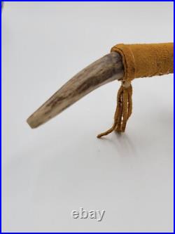 Rare Antique Native American Navajo Ceremonial Pipe W Real Turquoise On Stand