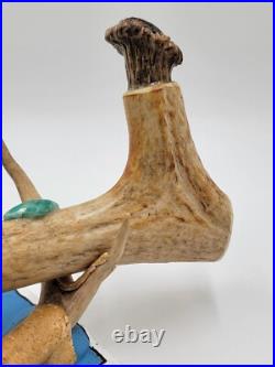 Rare Antique Native American Navajo Ceremonial Pipe W Real Turquoise On Stand