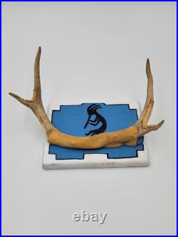 Rare Antique Native American Navajo Ceremonial Pipe W Real Turquoise On Stand