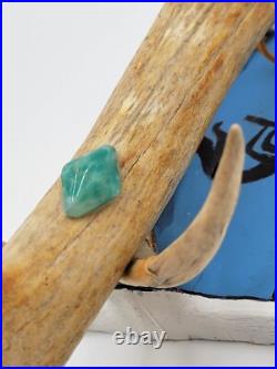Rare Antique Native American Navajo Ceremonial Pipe W Real Turquoise On Stand