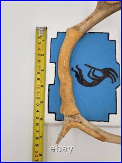 Rare Antique Native American Navajo Ceremonial Pipe W Real Turquoise On Stand