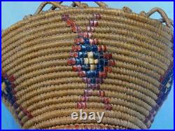 Rare Antique Native American Nisqually basket ca 1900 open undulating rim Salish