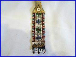 Rare Antique Native American1880's bead work Watch Fob, with Civil War era button